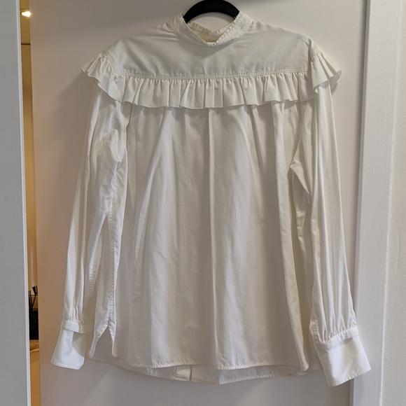 NWT Helmut Lang White Ruffle Shirt - Button-Up Back - Sz L - SOLD OUT - Picture 3 of 9